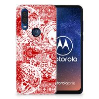 Silicone Back Case Motorola One Vision Angel Skull Rood