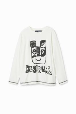 T-shirt met arty dierenprint - WHITE - 13/14