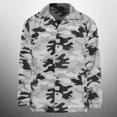 Mens Camo Lilac Fleece Lined Wind-Proof Snap Button Coach Jacket Camo Grey / XXXL