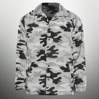 Mens Camo Lilac Fleece Lined Wind-Proof Snap Button Coach Jacket Camo Grey / XXXL