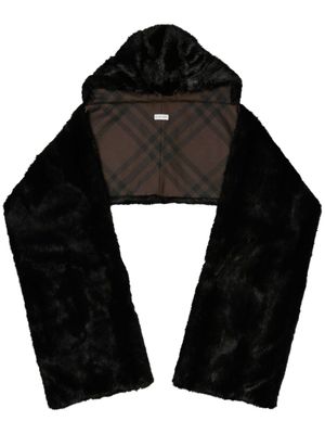 Burberry manteau en fourrure artificielle à capuche - Noir