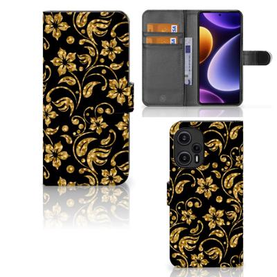 Xiaomi Poco F5 Hoesje Gouden Bloemen Xiaomi Poco F5 Hoesje Gouden Bloemen