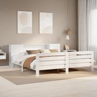 Bedframe zonder matras massief grenenhout wit 180x200 cm