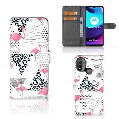 Motorola Moto E20 | E30 | E40 | Telefoonhoesje | Met pasjeshouder | Flamingo Triangle