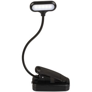 Leeslamp/bureaulamp LED met klem - oplaadbaar - zwart - 28 cm