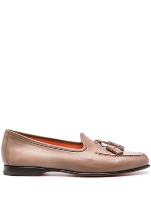Santoni mocassins Andrea en cuir à glands - Marron