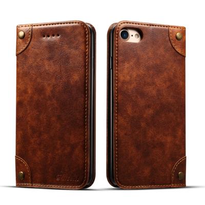 Voor iPhone 8/7 barok eenvoudige horizontale Flip lederen draagtas met houder & kaartsleuven & portemonnee (licht bruin)