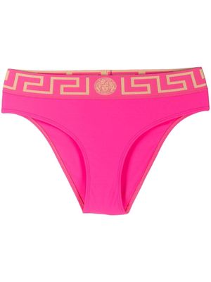 Versace bas de bikini à bande Greca - Rose