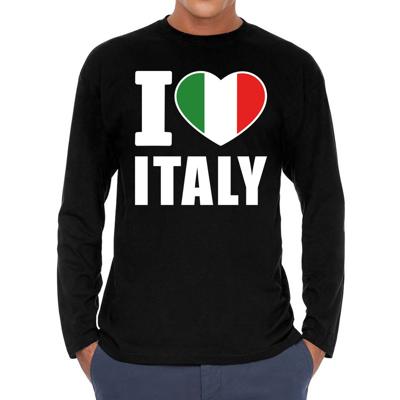 I love Italy supporter t-shirt - lange mouwen - voor heren - zwart - Italie landen shirt I love Italy supporter t-shirt - lange mouwen - voor heren - zwart - Italie landen shirt