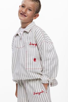 Gestreept overhemd met borduursel - WHITE - 5/6