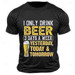 ik drink alleen bier grappig letterprint t-shirt heren grafisch katoenmix t-shirt sport klassiek shirt korte mouw comfortabel t-shirt zomer lente mode designer kleding Lightinthebox