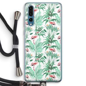 Flamingo bladeren: Huawei P20 Pro Transparant Hoesje met koord