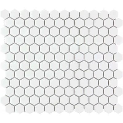 The Mosaic Factory Barcelona Mozaiek Tegel Hexagon - Wit Porselein Geglazuurd 260x300 mm
