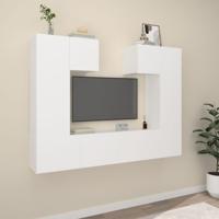6-delige Tv-meubelset bewerkt hout wit 6-delige Tv-meubelset bewerkt hout wit