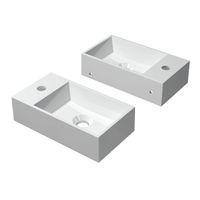 INK Contra fonteinbak 40x10x22cm vierkant met kraangat links polystone glans wit 3403020k