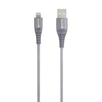 Skross USB-kabel USB 2.0 USB-A stekker 1.20 m Grijs Rond, Flexibel, Stoffen mantel SKCA0011A-MFI120CN - thumbnail