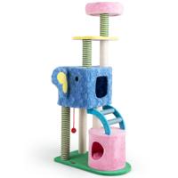 Olifanten-kraspaal met 2 Holen & Gevoerde Ligplaats & Kraspaal & Ladder Meerdere Niveaus Katten Toren