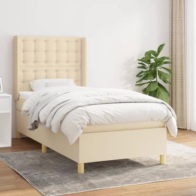 Boxspring met matras stof crèmekleurig 90x200 cm