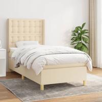 Boxspring met matras stof crèmekleurig 90x200 cm