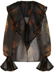 ETRO blouse plissée à volants - Marron