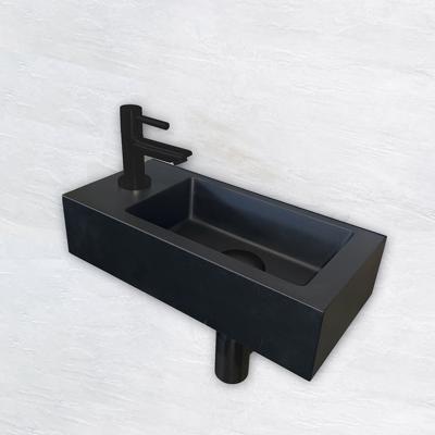 Wiesbaden Fonteinset Rhea S Mini met Fontein - Links - Kraan - Sifon - Afvoerplug - Mat Zwart