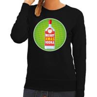 Foute kersttrui Merry Christmas - vodka drank - zwart - voor dames