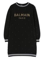 Balmain Kids robe à logo en maille intarsia - Noir