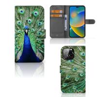 iPhone 14 Pro Max | Telefoonhoesje | Met pasjeshouder | Pauw
