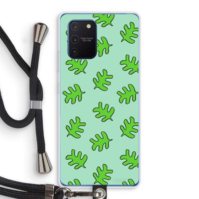 Groene blaadjes: Samsung Galaxy Note 10 Lite Transparant Hoesje met koord