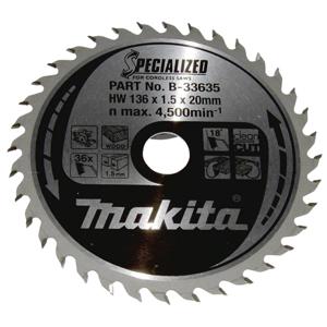 Makita SPECIALIZED B-33635 Hardmetaal-cirkelzaagblad 136 x 20 x 1 mm Aantal tanden: 36 1 stuk(s)