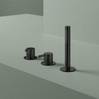 Hotbath Ace Badrandcombinatie Eenhendel Mengkraan met 2-Weg Omstel met Handdouche - Zwart - V01