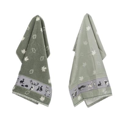 Thee- en keukendoek Forest Animals Green