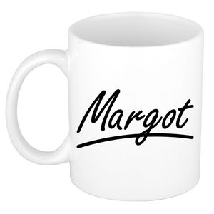 Margot voornaam kado beker / mok sierlijke letters - gepersonaliseerde mok met naam   -