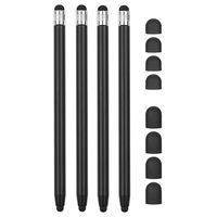 2-in-1 Universele Capacitieve Stylus Pen - 4 St. - Zwart - thumbnail
