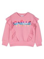 Gaelle Paris Kids sweat volanté à logo imprimé - Rose