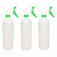 3x Waterverstuivers/plantenspuiten groen/witte spraykop 1 liter