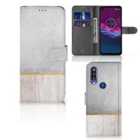 Motorola One Action | Book Style Case | Wood Concrete