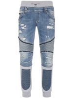 Philipp Plein jean Skull & Bones à coupe fuselée - Bleu - thumbnail