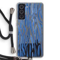 Blauwe nerven: Samsung Galaxy S21 FE Transparant Hoesje met koord