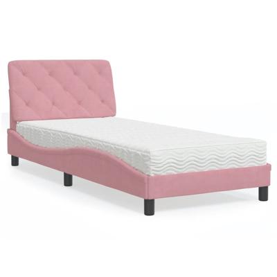 Bed met matras fluweel roze 80x200 cm