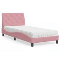 Bed met matras fluweel roze 80x200 cm