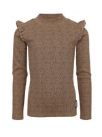 LOOXS Little winter t-shirt meisjes - bruin - mini luipaard/rib/longsleeve