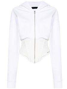 Mugler hoodie zippé à ourlet corset - Blanc