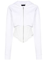 Mugler hoodie zippé à ourlet corset - Blanc