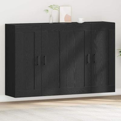 Wandkast 2 pcs Zwart eiken 160 x 34 x 90 cm Bewerkt hout