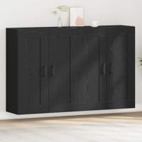 Wandkast 2 pcs Zwart eiken 160 x 34 x 90 cm Bewerkt hout