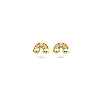 14k Geelgouden Oorknoppen Regenboog - 5,5 mm