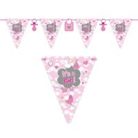 Vlaggenlijn - Geboorte meisje - roze - 6 meter - karton - Its a girl - meid geboren versiering