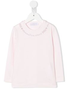 Monnalisa t-shirt à logo strassé - Rose