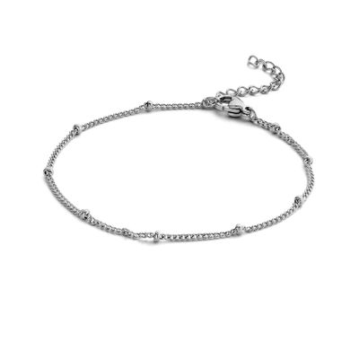 CO88 Collection 8CB 90701 Stalen Armband Dames - Gourmet - Bolletjes - Verstelbaar - 16,5+3cm - Zilverkleurig